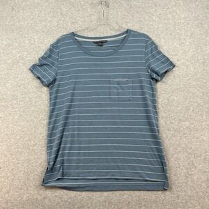 Free Fly Shirt Mens M Blue White Striped Bamboo Pocket Comfort Soft Casual Tee